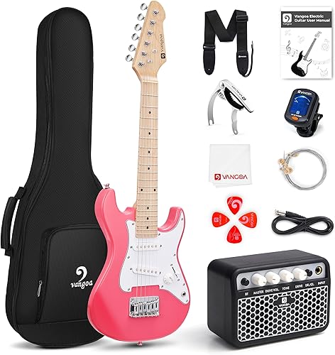 Guitarra eléctrica Vangoa para niños de 30 pulgadas para niños y niñas, kit para principiantes con amplificador, bolsa, correa, cuerdas adicionales,