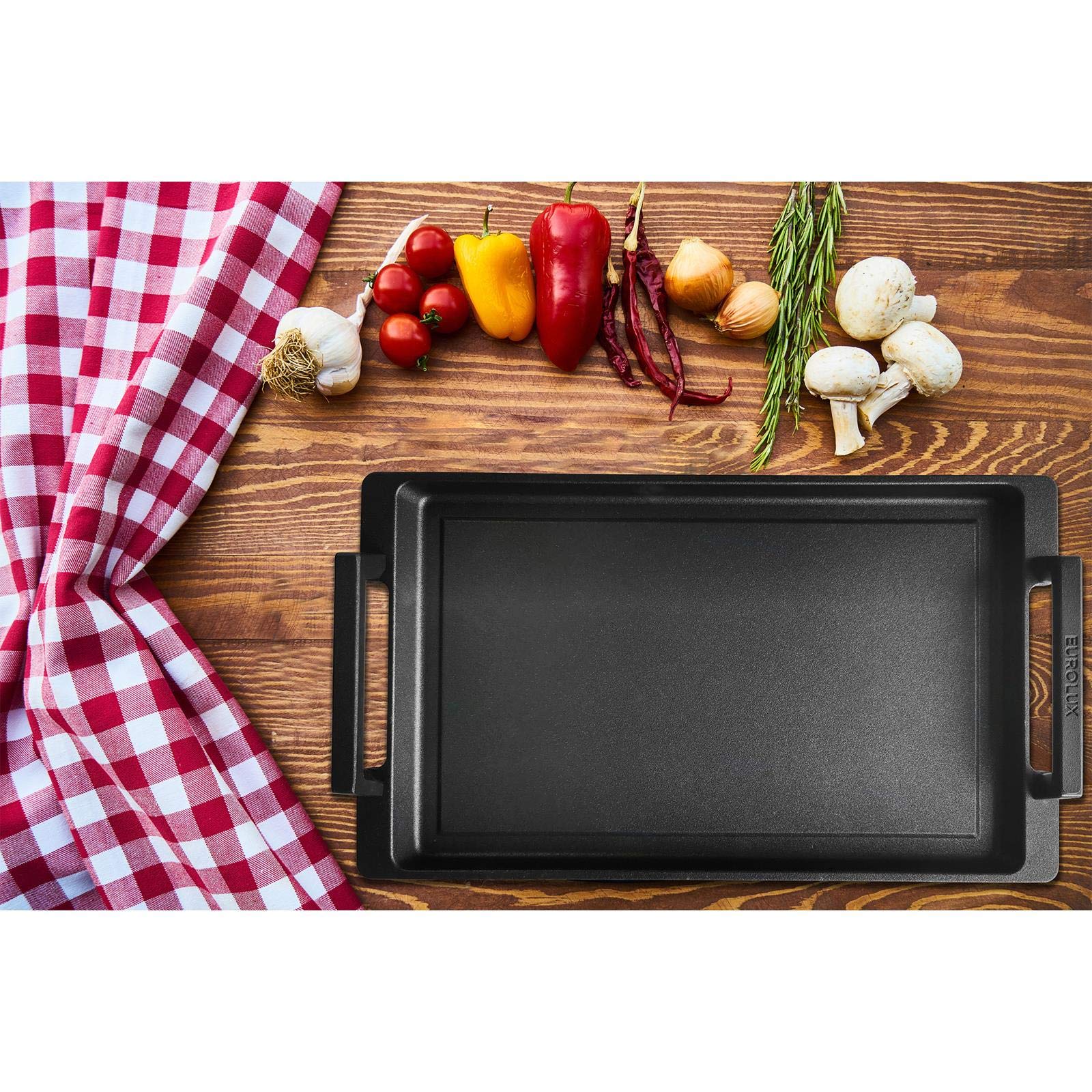 Eurolux Teppanyaki Grillplatte 41 x 24 cm beschichtet Induktion Antihaft Made in Germany