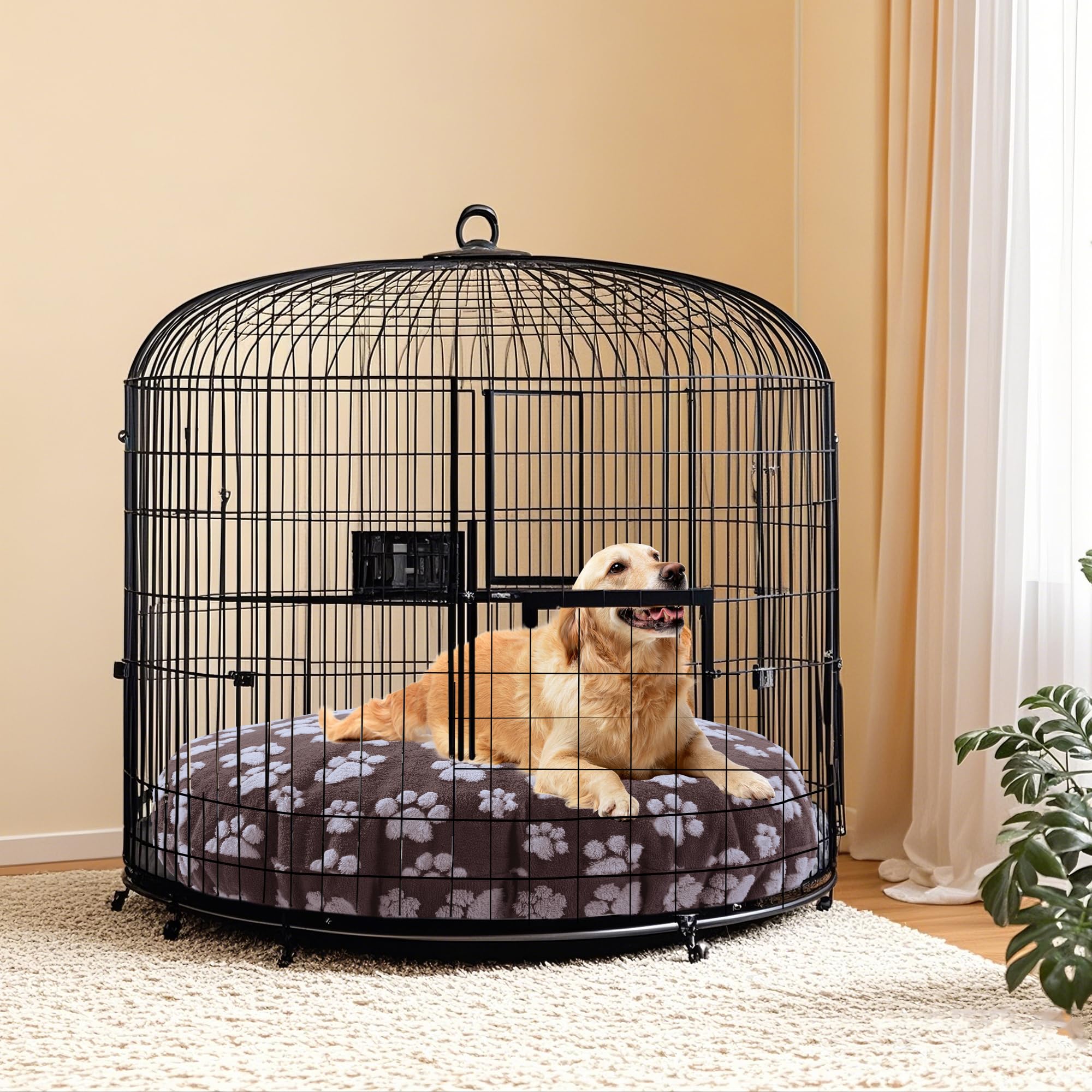 BALAPET Waschbare Hundebettbezüge, Ersatzbezug, rund, wasserdicht, weicher Haustierbettbezug mit schönem Hundepfotenabdruck und doppelseitigem nutzbarem Design, nur Bezug (Braun, 114,3 x 114,3 x 27,9