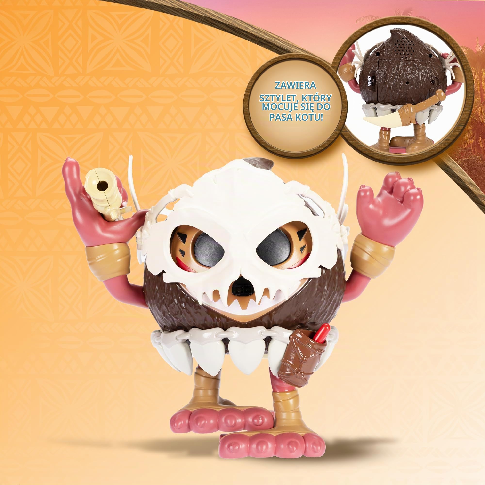 Moana 2 Kotu Walk and Talk zabawka od Jakks Pacific, oficjalny Disney, spacery jak film, efekty dźwiękowe, ogień gra w rzutki i zawiera sztylet do zabawy, zawiera baterie