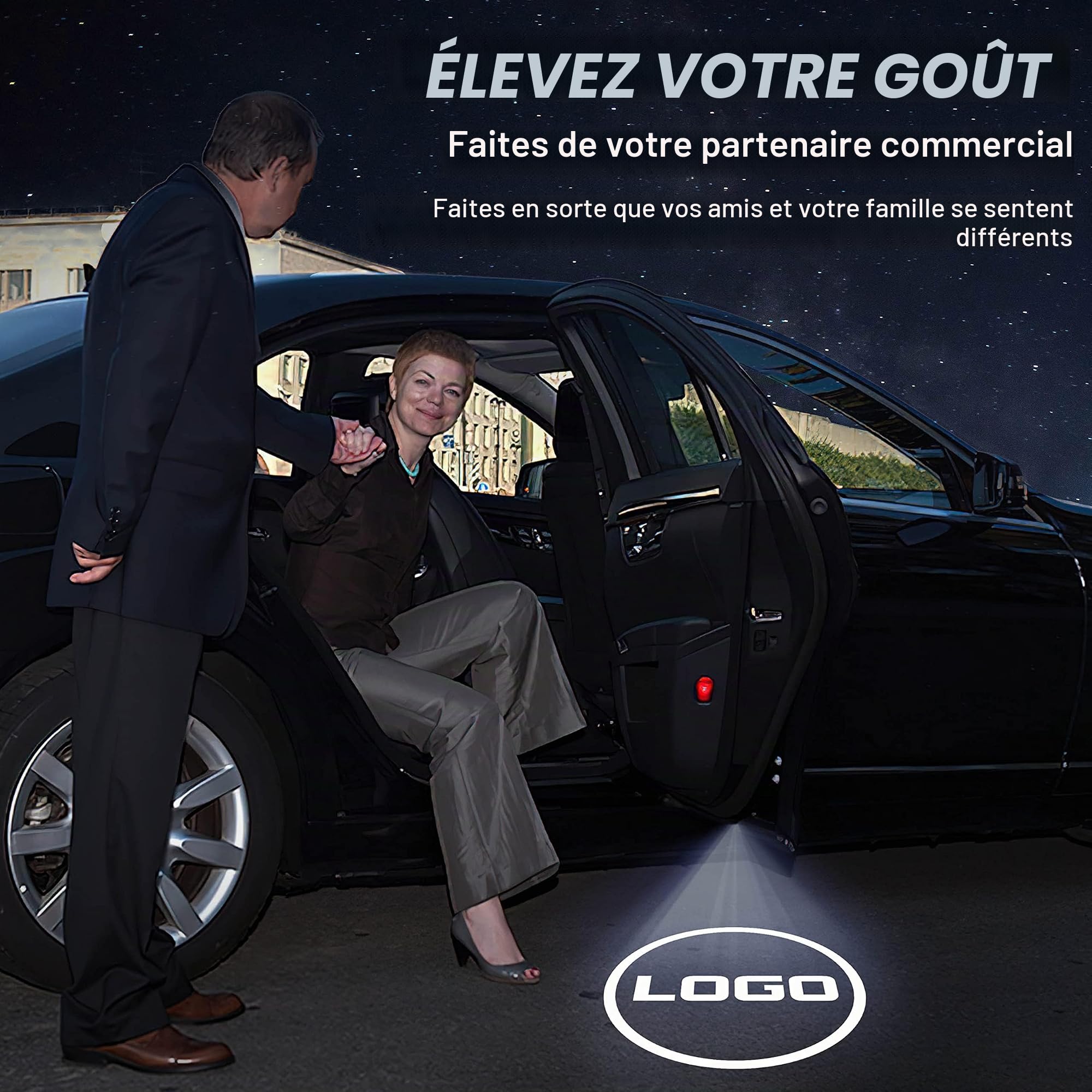 4 Pièces Eclairage de Porte Logo pour Lumière de Porte de Voiture Range Rover/Discovery/Discovery Sport/Aurora/Freelander, Projecteur de Porte de Voiture