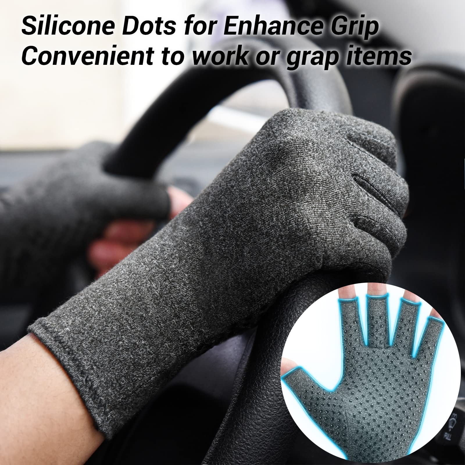 GINTRON Compression Arthritis Gloves, Fingerless Compression Gloves to Alleviate Rheumatoid, Crocheting, Hand Pains, Swelling Edema