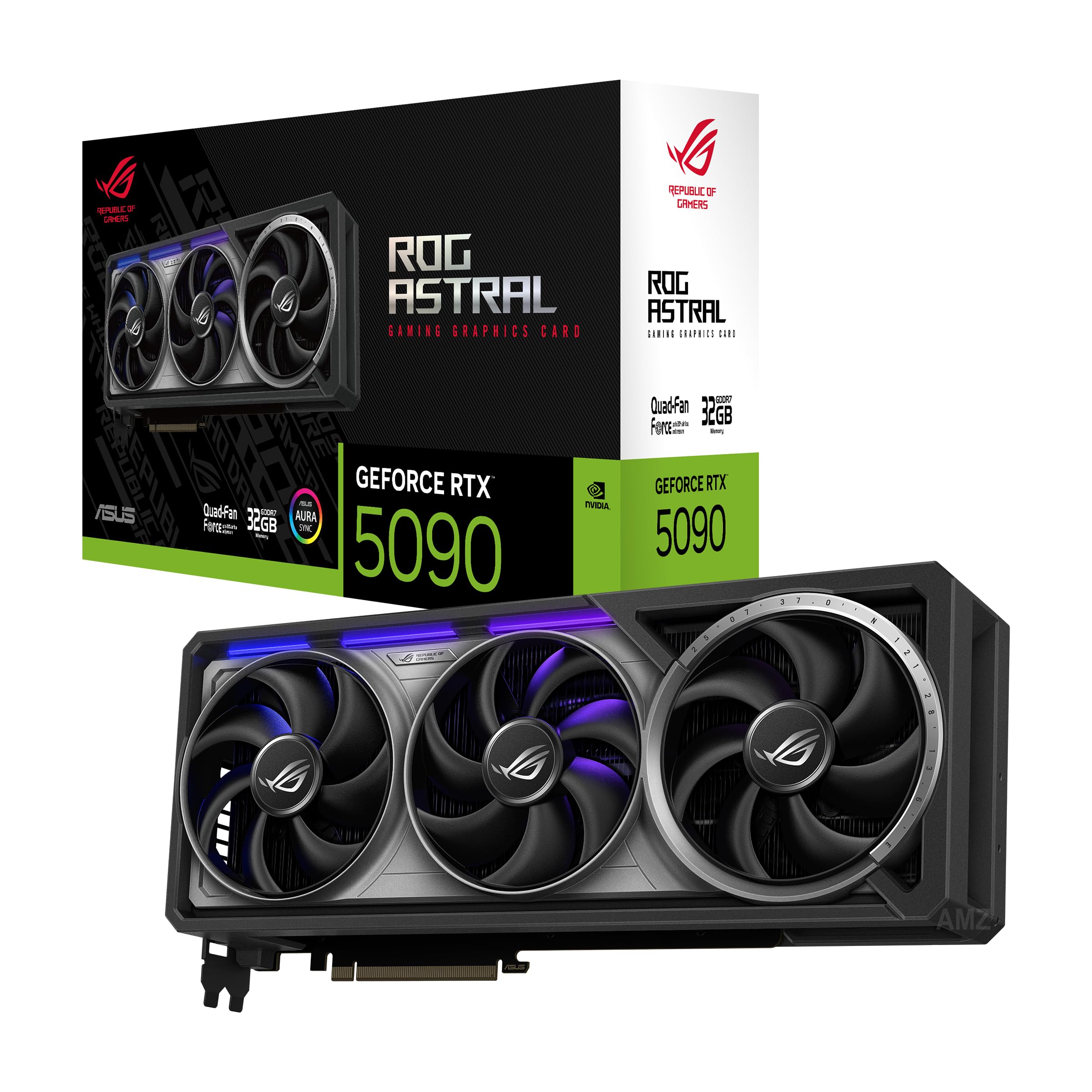 ASUSROG Astral GeForce RTX™ 5090 Gaming Graphics Card (PCIe® 5.0, 32GB GDDR7, HDMI®/DP 2.1, 3.8-Slot, 4-Fan Design, Axial-tech Fans, Patented Vapor Chamber, Phase-Change GPU Thermal pad)
