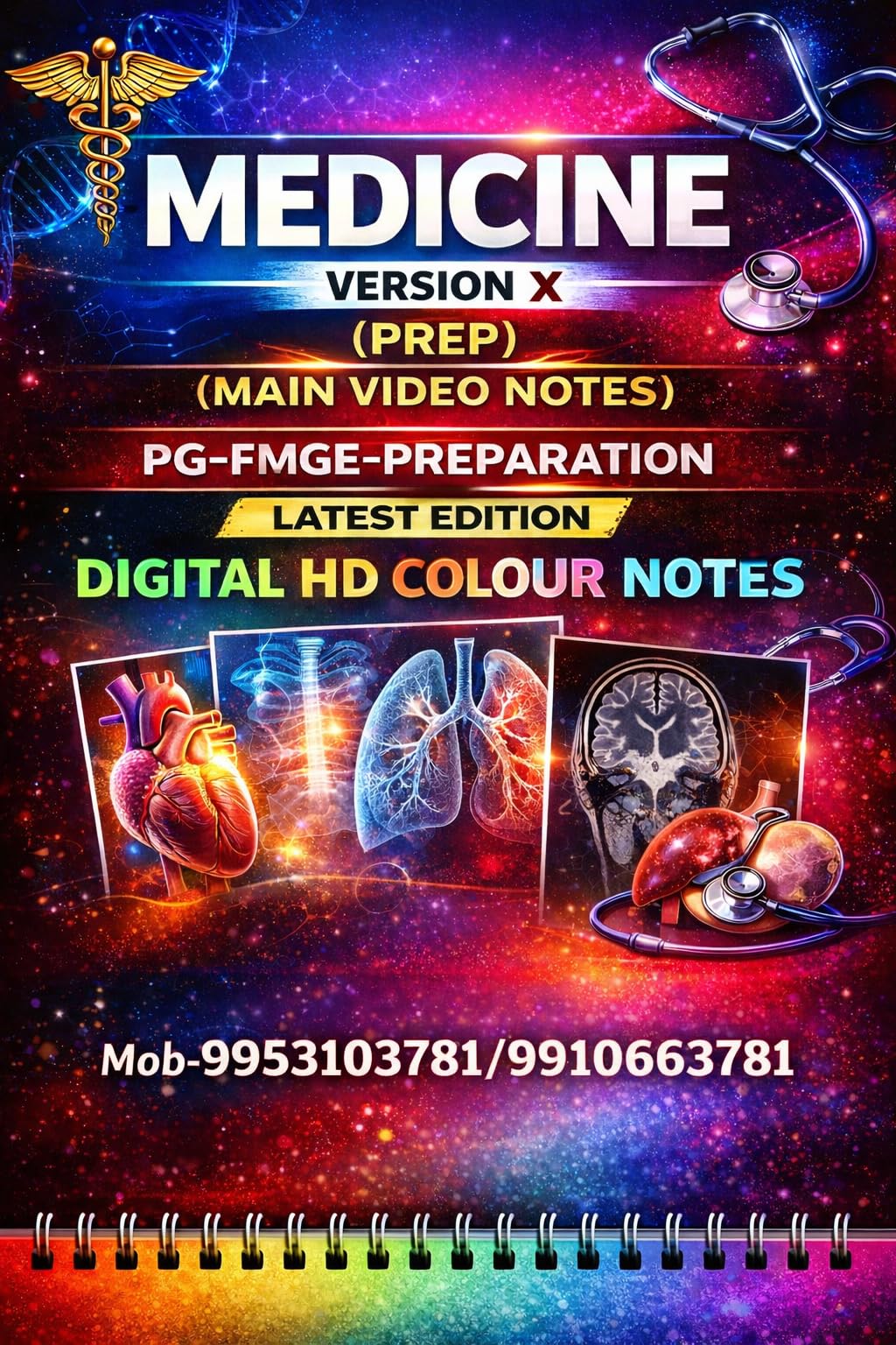 MEDICINE PREP VERSION X MAIN VIDEOS NOTES VOL-1,2 DIGITAL HD COLOUR NOTES WITH SPIRAL BINDING