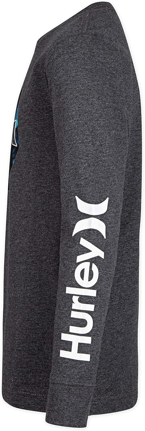 Hurley Boys' Long Sleeve One and Only Graphic T-Shirt 2T Charcoal/Circle