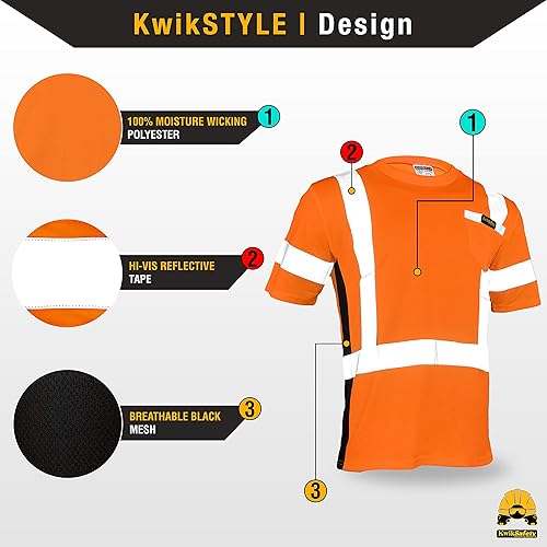 Miniatura 2 de KwikSafety - Charlotte, NC - Camisa de seguridad de manga corta OPERATOR cinta reflectante sólida Clase 2 Cumple con ANSI OSHA