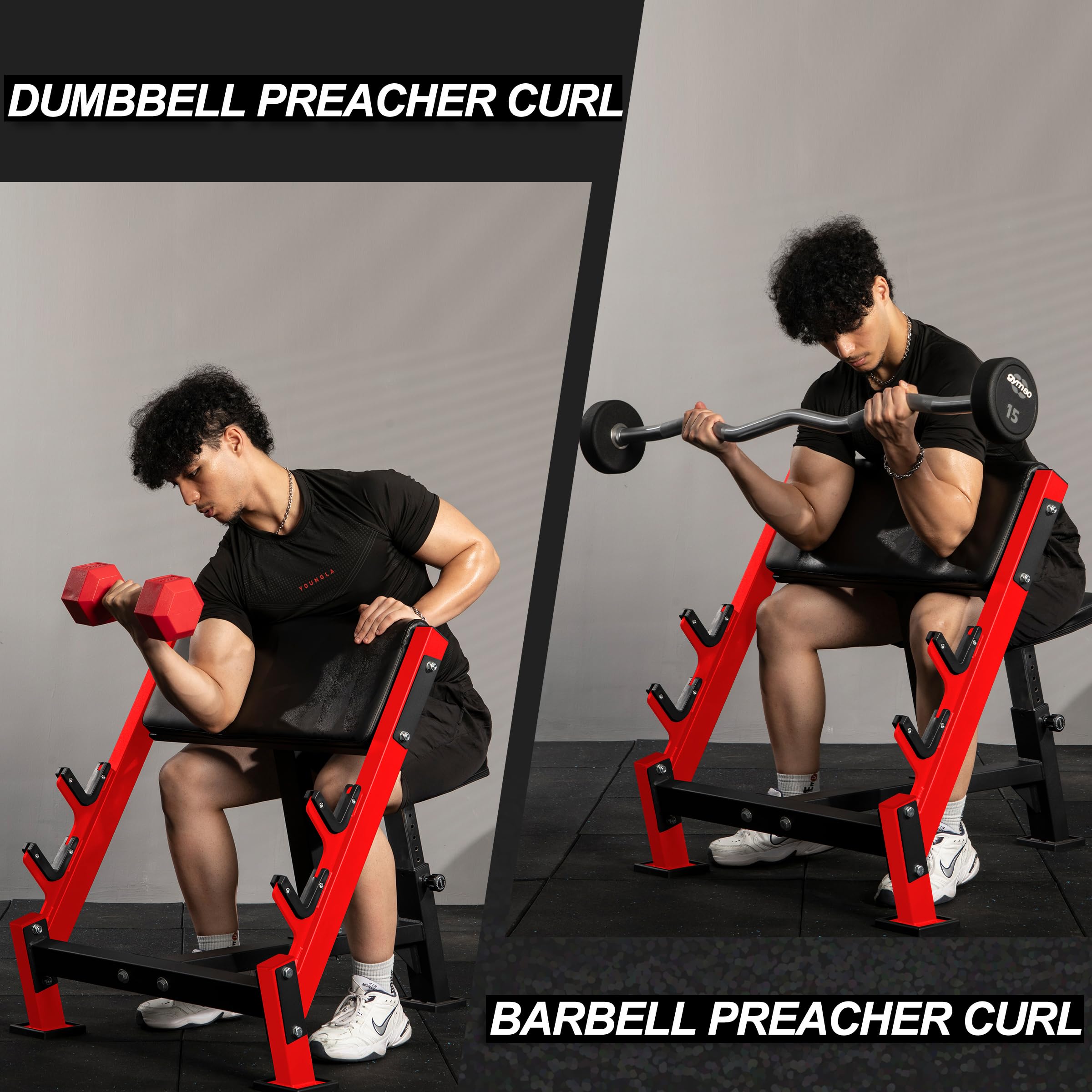 Fitness verstellbare Arm-Bizeps-Trizeps-Curl-Bank und Maschine, sitzende Langhantel, Trainingsgerät für Zuhause