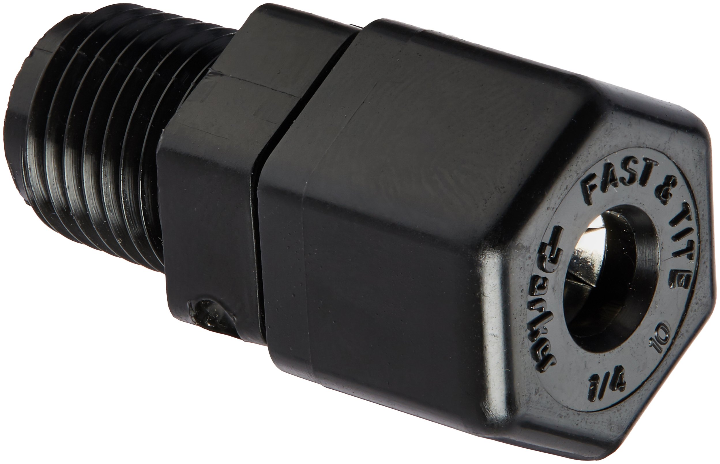 Parker Hannifin P4MC4 Fast & Tite Polypropylene Male Connector Fitting, 1/4