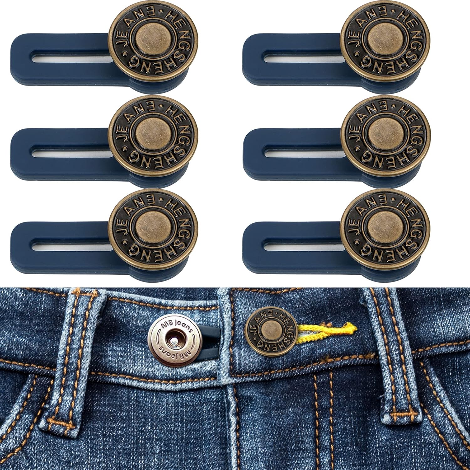 jeufun 6 Sets Button Extender for Trousers Waist Extenders for Mens