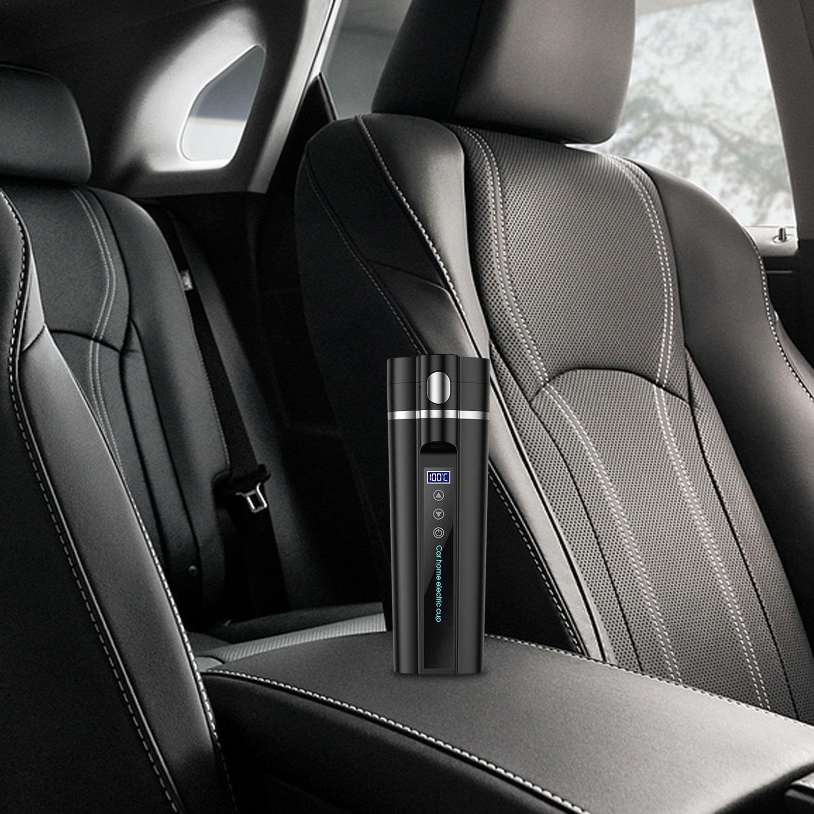 Taza de calefacción para coche, hervidor de té eléctrico de 450 ml | taza de té eléctrica, taza de café de viaje con control de temperatura inteligente, caldera portátil de acero inoxidable, taz