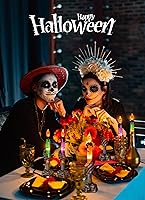 Vista 3 de Decoraciones de Halloween, paquete de 6 estacas de velas iluminadas, con manos de esqueleto, impermeable, funciona con pilas, con temporizador, se