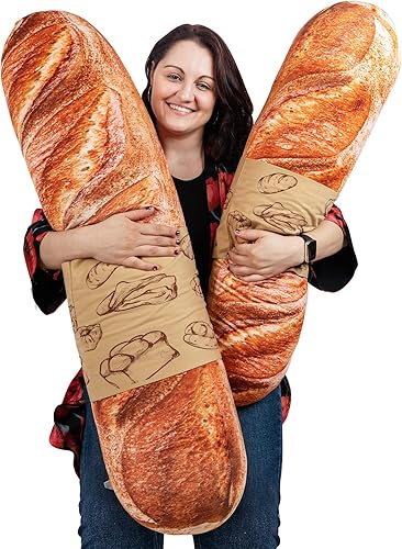 Miniatura 3 de Mewaii 2 almohadas de peluche largas de 44 pulgadas con forma de gatito de estrella azul + almohada de felpa de pan de simulación 3D de 36 pulgadas