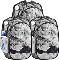 Vista 24 de TECHMILLY Cesta plegable de malla para la ropa sucia con asas resistentes y bolsillo lateral, cestas plegables portátiles para ropa para dormitorio