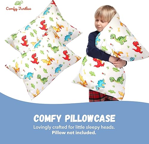 Miniatura 6 de Funda de almohada de dinosaurio de 13 x 18 pulgadas, funda de almohada de viaje de algodón, fundas de almohada de dinosaurio suaves para niños