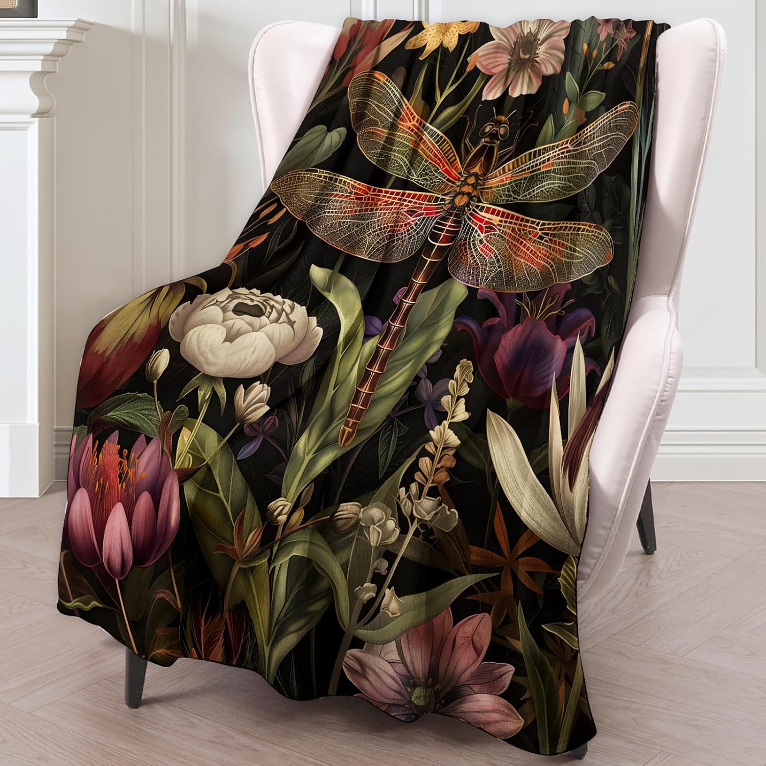 Aesthetic Dragonfly Theme Blanket - Super Soft, Cozy, Lightweight Flannel Throw - Warm, Anti-Pilling Plush Blanket for Couch, Bed, Office, Travel, Kids, Unisex - 50×60in - Image 2