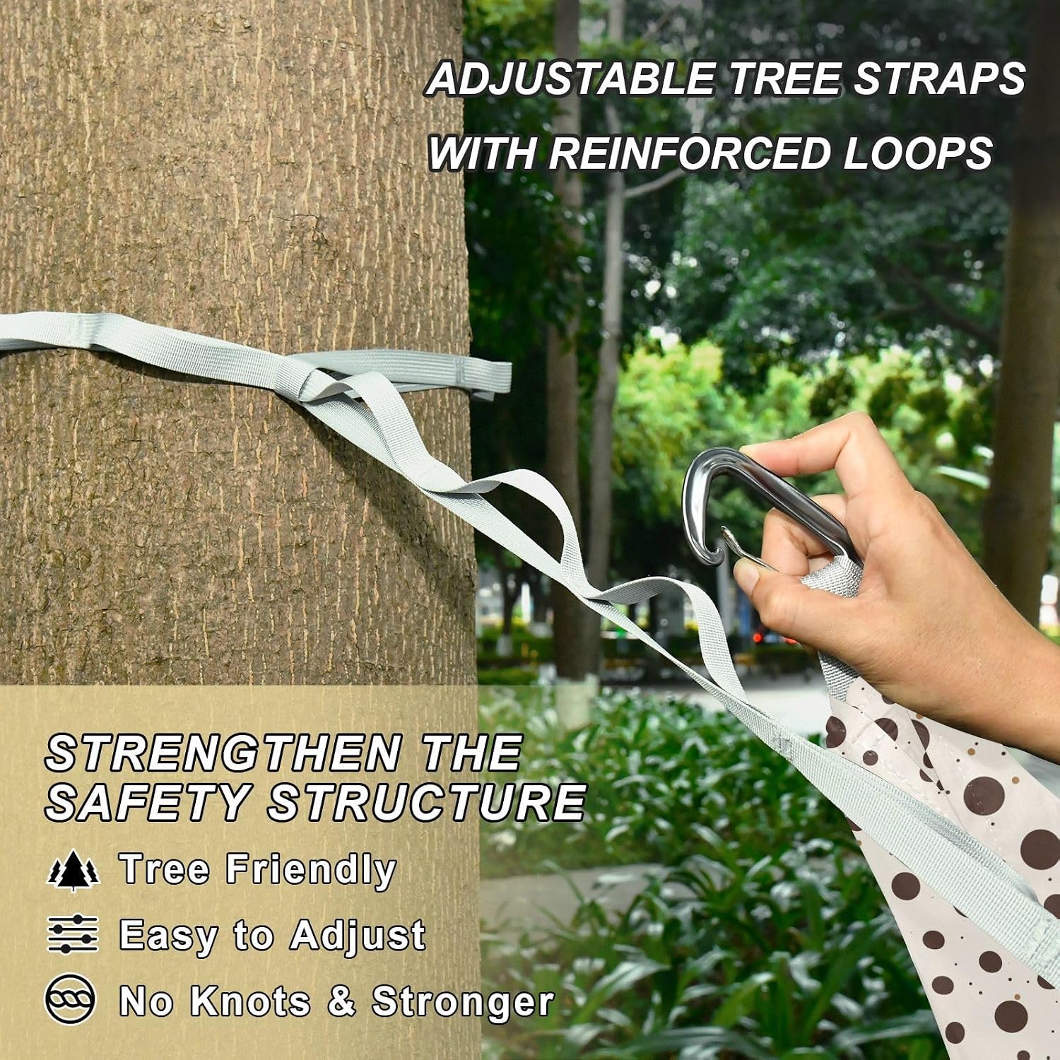 Dark Polka Dot Outdoor Hammock with Tree Straps Portable Hammock for Camping & Hiking Essential