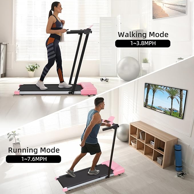 Caminadora Eléctrica Plegable 2.5HP con Manubrio, Color Rosa miniatura 6