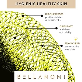 BELLANOMI African Exfoliating Net Sponge, Authentic, Ethically sourced from Nigeria, 45 inches Long, Back Scrubber for Daily use (Lemon)
