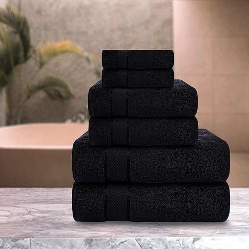 Miniatura 3 de Juego de toallas de baño, 100% algodón, 2 toallas de baño, 2 toallas de mano y 2 toallas pequeñas, de secado rápido, absorbentes, felpa, suave,