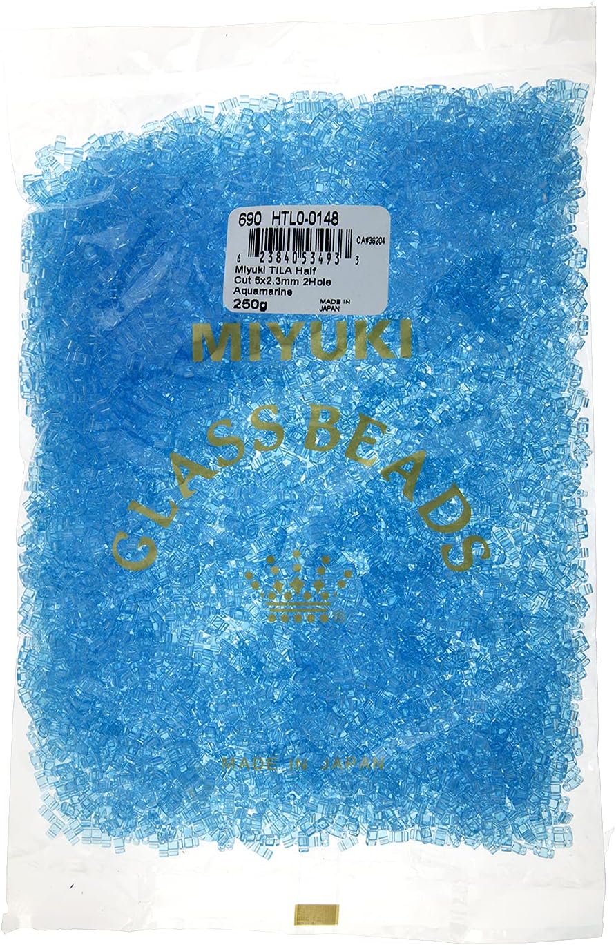 Miyuki TILA Half Cut 5x2.3mm - 2Hole Aquamarine Transparent 250Gms Bulk Bag of Japanese Glass Beads