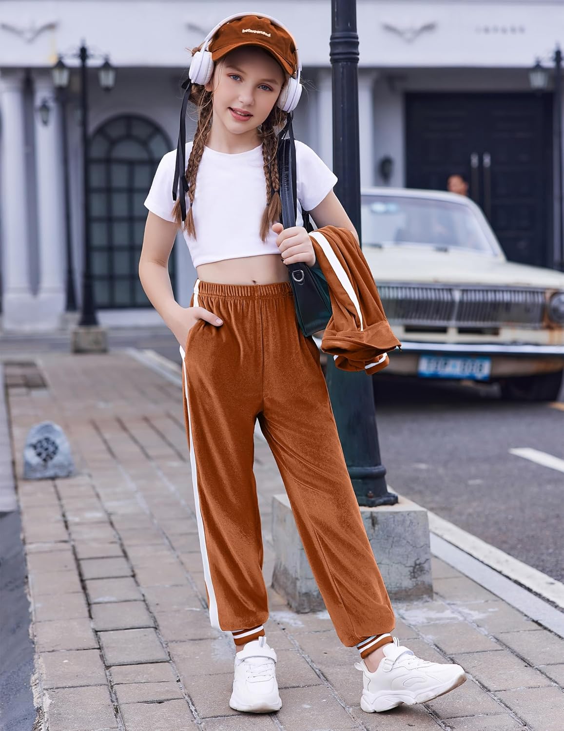 Zaclotre Girls 2 Piece Outfits Velour Tracksuit Zip Up Sweatshirt and Jogger Sweatpants Fall Winter Sweatsuits Set - Image 6