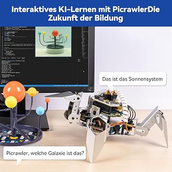 SUNFOUNDER PiCrawler AI Robot Kit for Raspberry Pi 5/4/3B+/3B/Zero 2W ChatGPT-4o Enabled with Voice Control & Video Recognition App Control FPV Camera Python & Scratch (RPi Not Included)