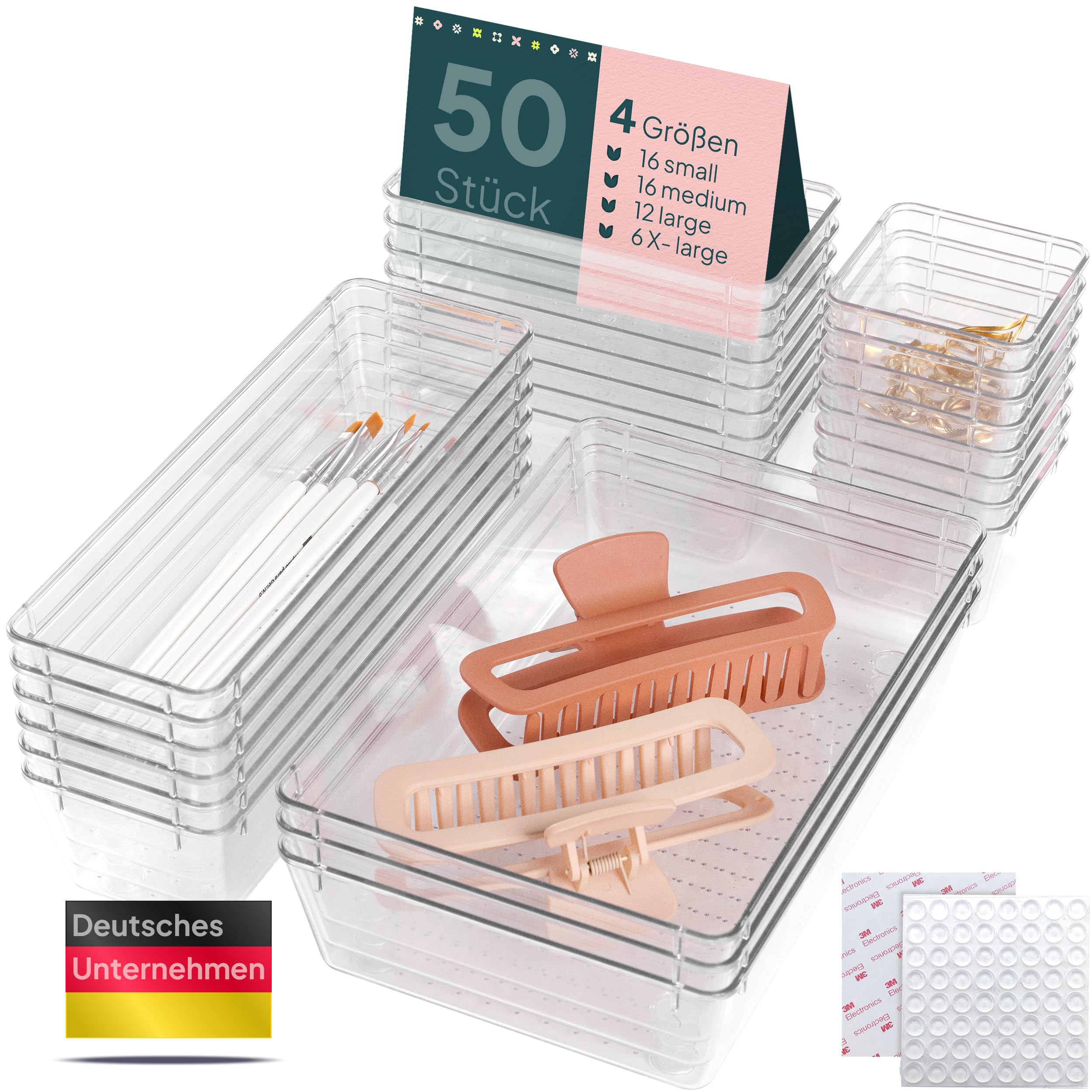 uandu Organizer per cassetti, set da 50 pezzi, organizer da scrivania, organizer da cucina, organizer per cassetti, organizer da toeletta, organizer per trucchi, organizer per cassetti, organizer da