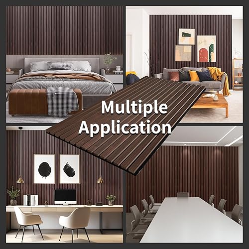 Miniatura 5 de Panel de pared de listones de madera, paneles de madera de 48 x 24 pulgadas para pared, paneles de pared insonorizados 3D, paneles acústicos grandes