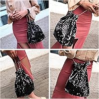 Vista 2 de Ayliss Bolso de mano con cordón para mujer, bolso de mano, reversible, con cadena de lentejuelas y sirena, bolso cruzado