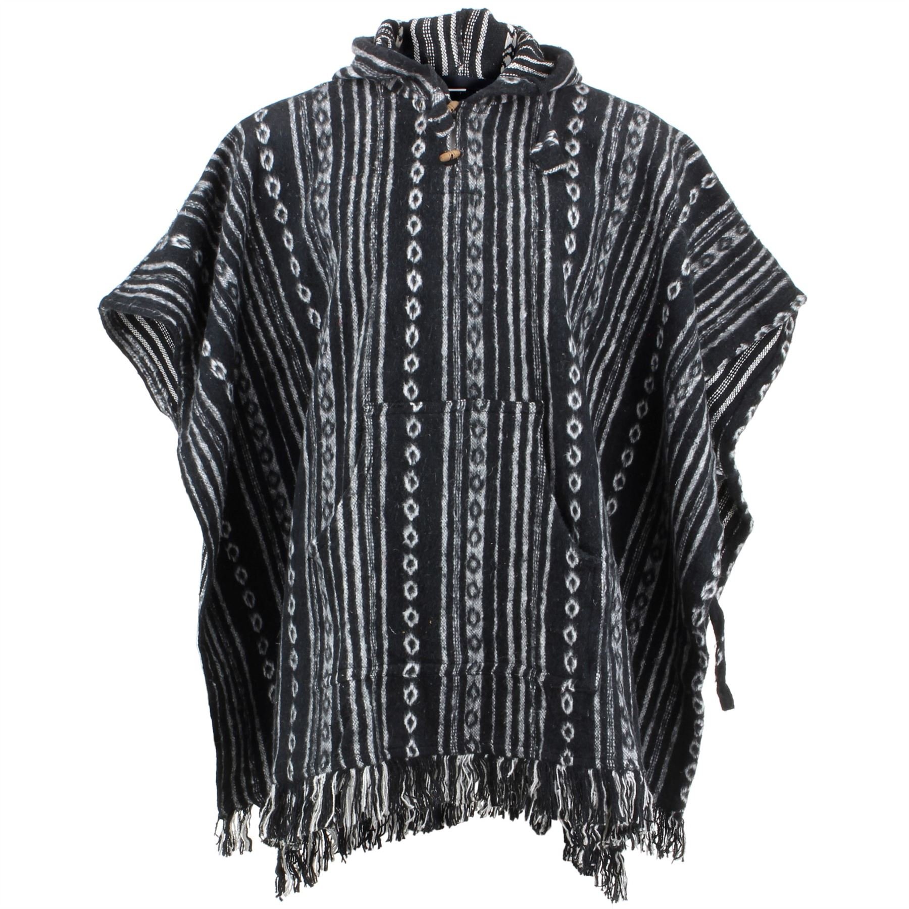 LOUDelephantLOUDelephant 100% Woven Cotton Mexican Style Hooded Poncho Unisex One Size For Camping Festivals Fireside