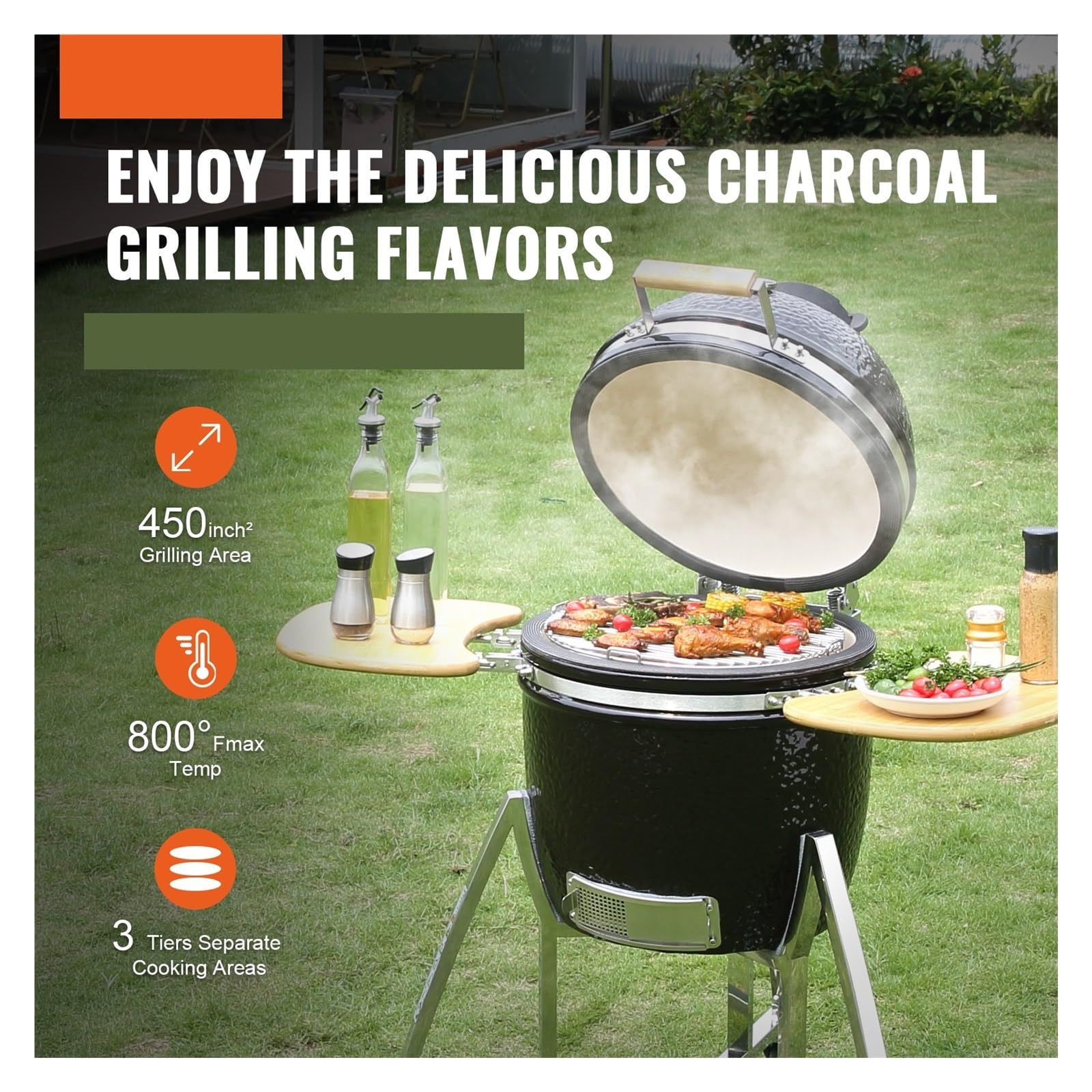 18/24 cali przenośny grill węglowy grille gazowe na propan z pokrywą i wózkiem glina i grill ze stali nierdzewnej na piknik kempingowy(24inch)