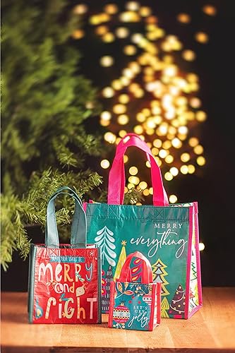 Miniatura 5 de Karma Regalos, bolsas de regalo recicladas navideñas, juego de 3, Tis The Season