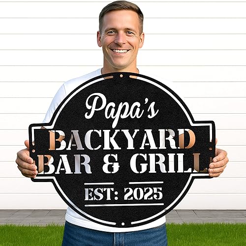 Miniatura 109 de Letrero de metal personalizado para barbacoa, letrero con nombre de bar personalizado para patio trasero, decoración de parrilla al aire libre,