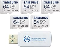 Vista 1 de Samsung - Tarjeta microSD Evo Plus de 64 GB (paquete de 5 EVO+) Clase 10 UHS-I SDXC tarjeta de memoria para teléfono, tableta, cámara de acción