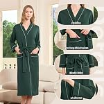 HEARTNICE Womens 100% Cotton Robe, Soft Kimono Spa Long Bathrobe Lightweight Loungewear