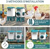 CHAMUTY Mangeoire Poules Anti Nuisible, Abreuvoir Poules Automatique 7 litres avec Pieds, Flotteur Filtré, Tuyau en Acier Inoxydable de 1,5 m, Distributeur Eau Automatique - 7