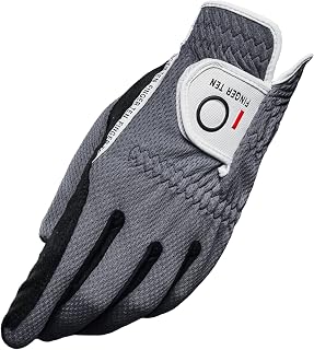 FINGER TEN Men's Rain Grip Golf Glove Left Hand for Right-Handed Golfers - All Weather Wet Hot Durable Breathable S-3XL
