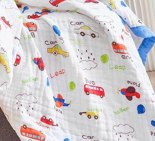 Vista 49 de J-pinno Manta reversible de muselina de estrellas y luna brillante, 100% algodón, 6 capas, manta suave y cálida, para sofá y niños pequeños, sábana