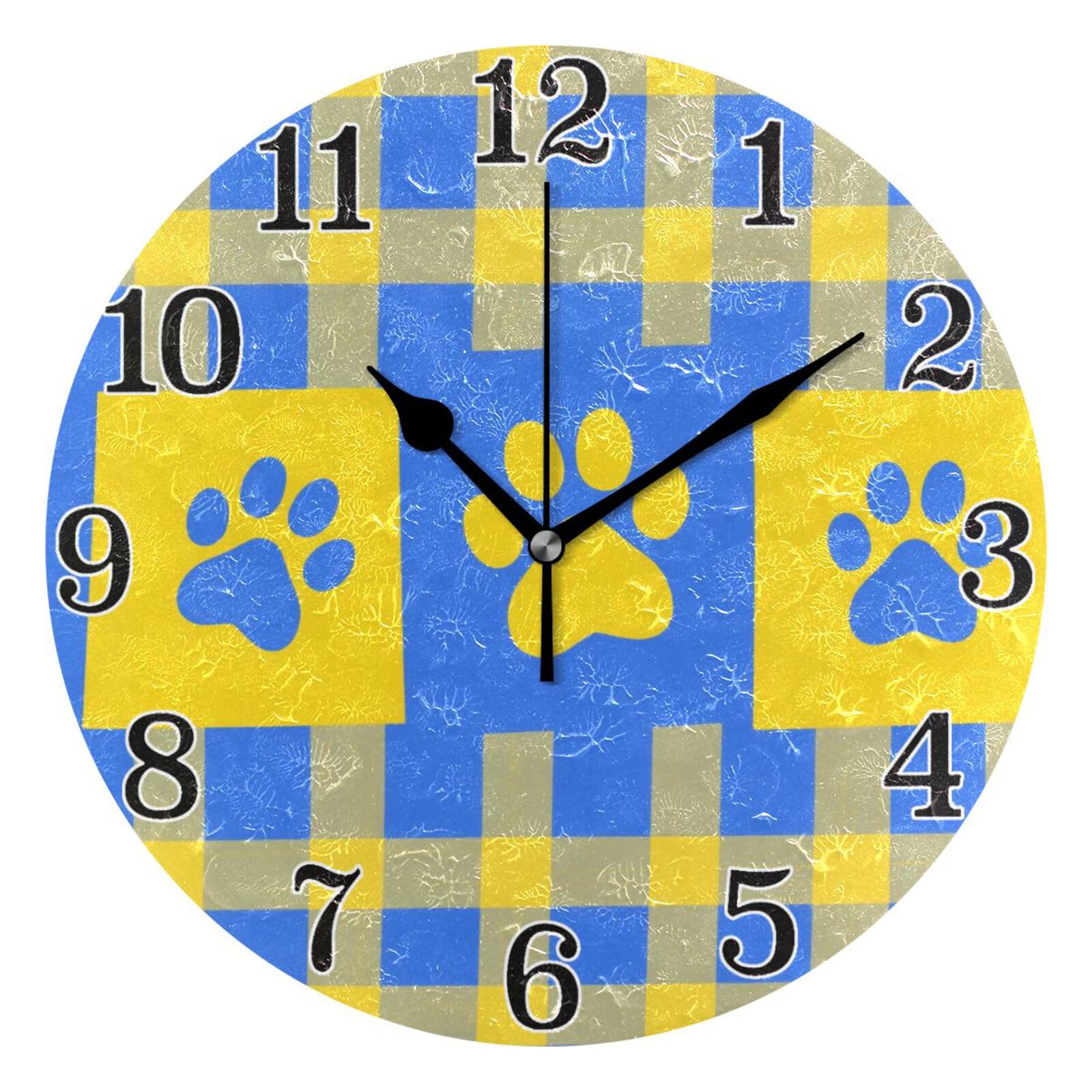 Petite horloge murale pour ferme et cuisine avec jolis motifs de pattes