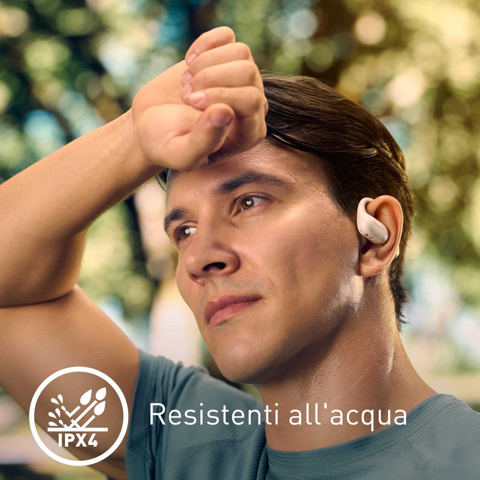 Panasonic RB-F10DE-C Cuffie Wireless Open-Ear, Auricolari wireless Sport Bluetooth con Microfono ENC, 25H di Autonomia, Bluetooth 5.4, IPX4, Controlli Touch, Beige
