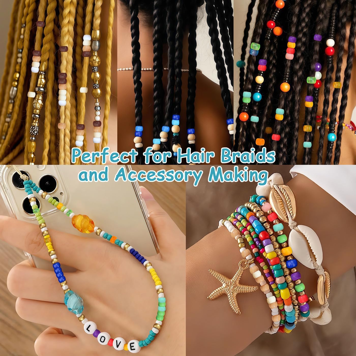 ZHIYUXI 1000PCS Valentine's Day Pony Beads Bulk for Bracelets Making 6x9mm 5style Pink Pony Kandi Bead for Crafts Making Hair Beads for Braids - Image 5