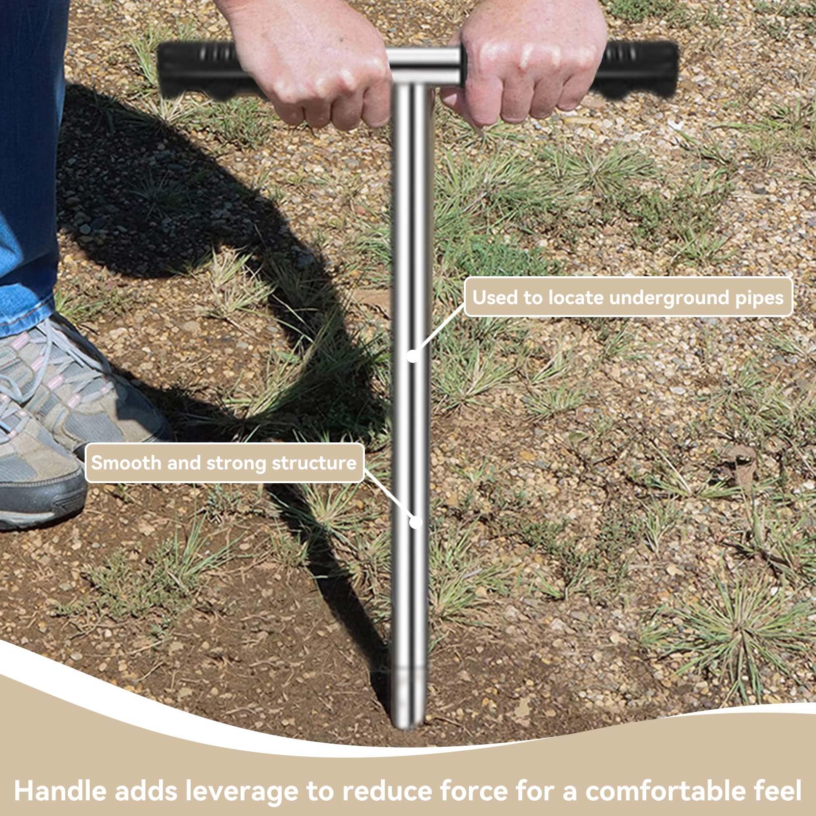 HERCHR Sonda per Campionatore di Terreno, Sonda per Terreno in Acciaio Inossidabile Sonda per Terreno con Impugnatura a T Sonda per Terreno Regolabile Sonde per Terreno per Campionamento del Terreno