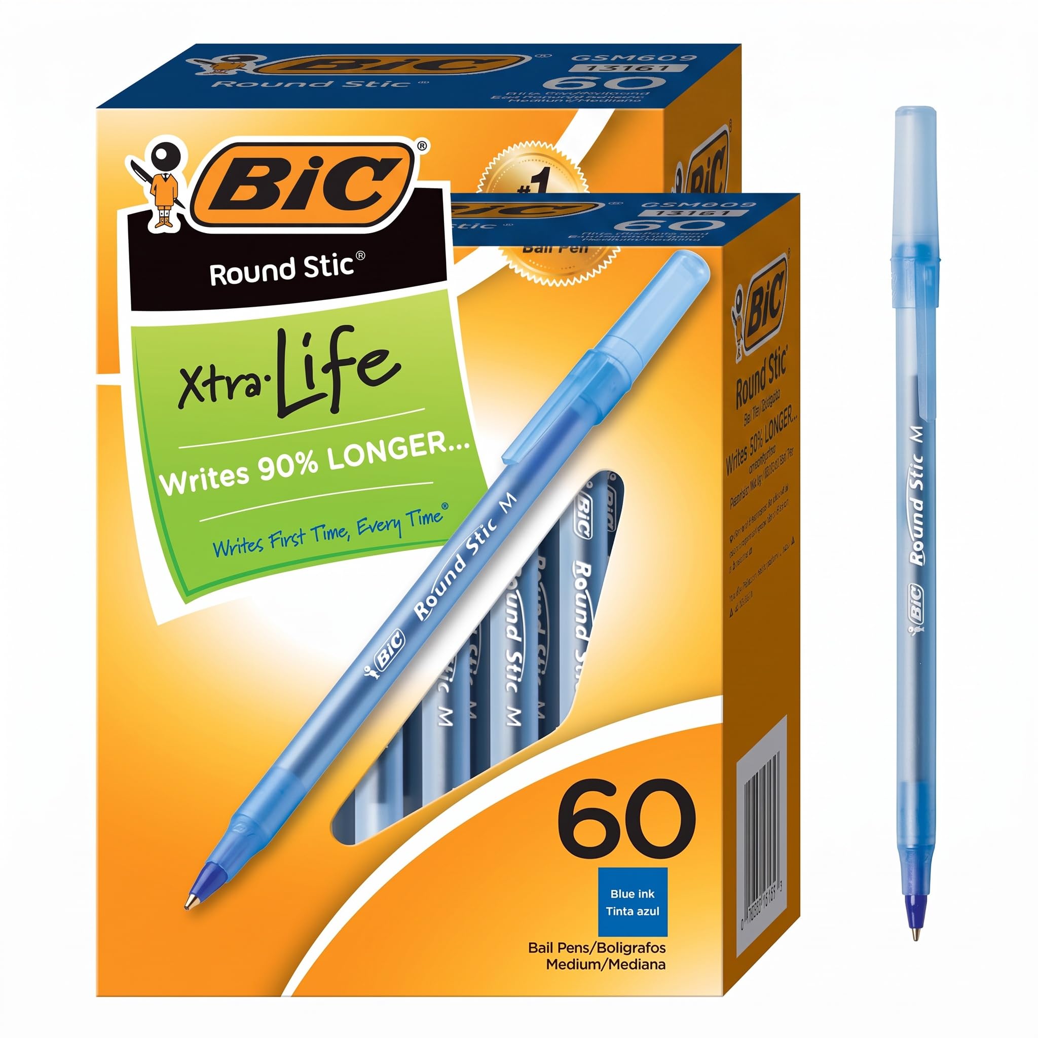 BIC Round Stic Pens - 60 Blue Ballpoint -10 BIC Round Stic Pens - 60 Blue Ballpoint -10
