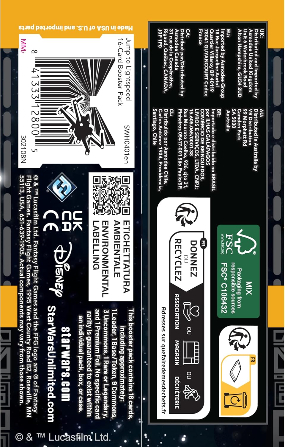 Star Wars: Unlimited TCG Jump to Lightspeed Booster Pack - Fast-Paced Trading Card Game for Kids and Adults, Ages 12+, 2+ Players, 20 Minute Playtime, Made by Fantasy Flight Games