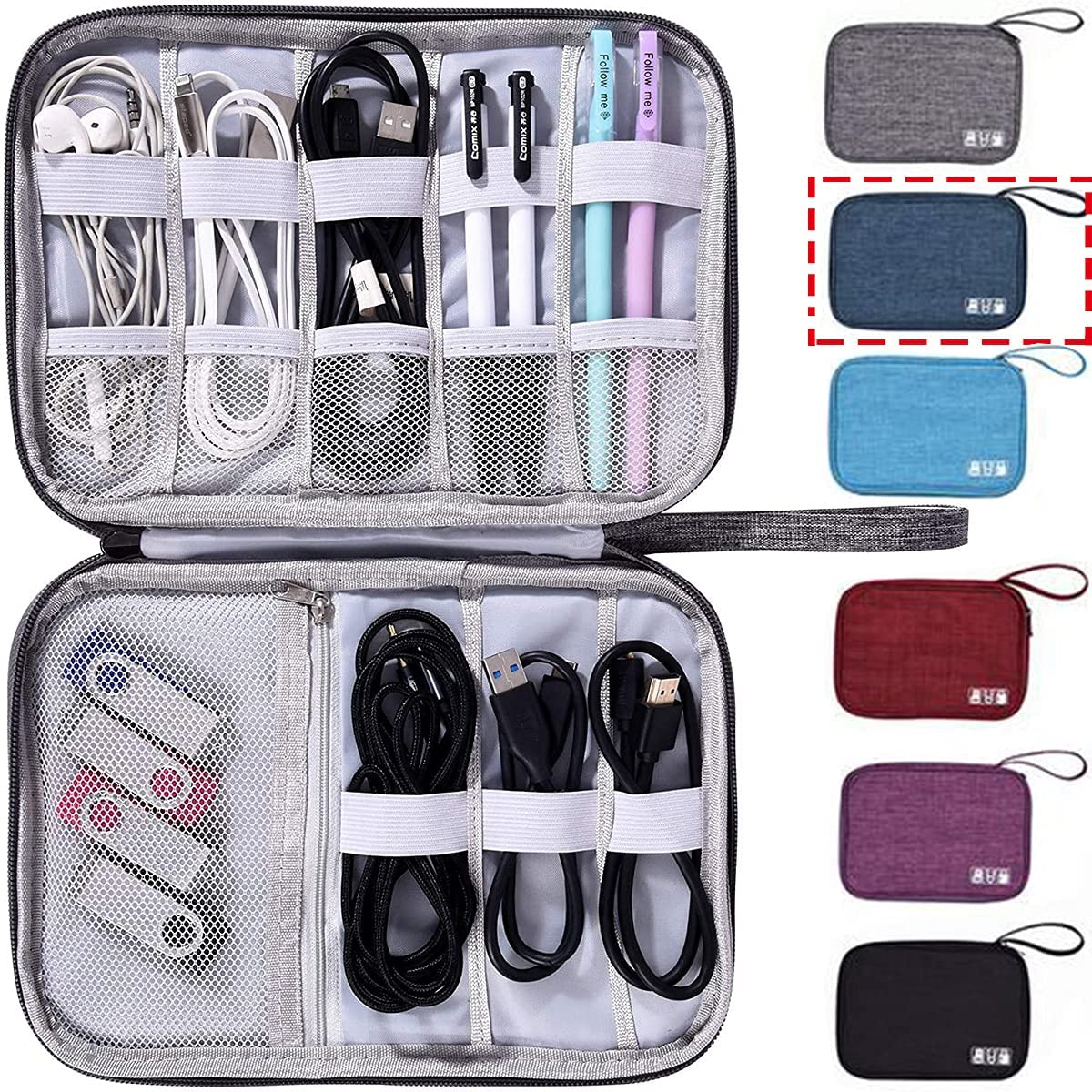 13 SOEME Electronics Accessories Organizer Pouch Bag, Compact Cable Organizer, Portable Cord Organizer, Travel Organizer Bag for Cable Storage, Cord Storage and Electronics Accessories (Dark Blue) (B0BVHKJ51G) Amazon Price History, Amazon Price Tracker