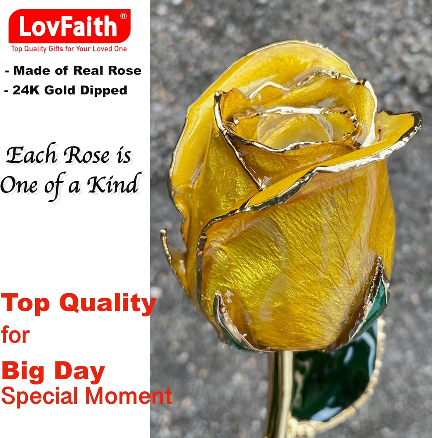 Valentine Gift Real Rose Dipped 24K Gold with Crystal Stand, Best Anniversary Rose Gift for Her Wife Mother Birthday Christmas (A12. Original Rose - SunnyGolden) - Image 3