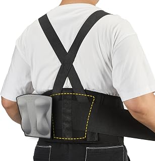 COOLJOB Expert Back Brace for Lower Back Pain Relief, Powerful Lumbar Support with 3D Foam Pad and Elastic Shoulder Strap, Breathable Adjustable Support Belt for Men Women, Black, M for Waist 28-36"