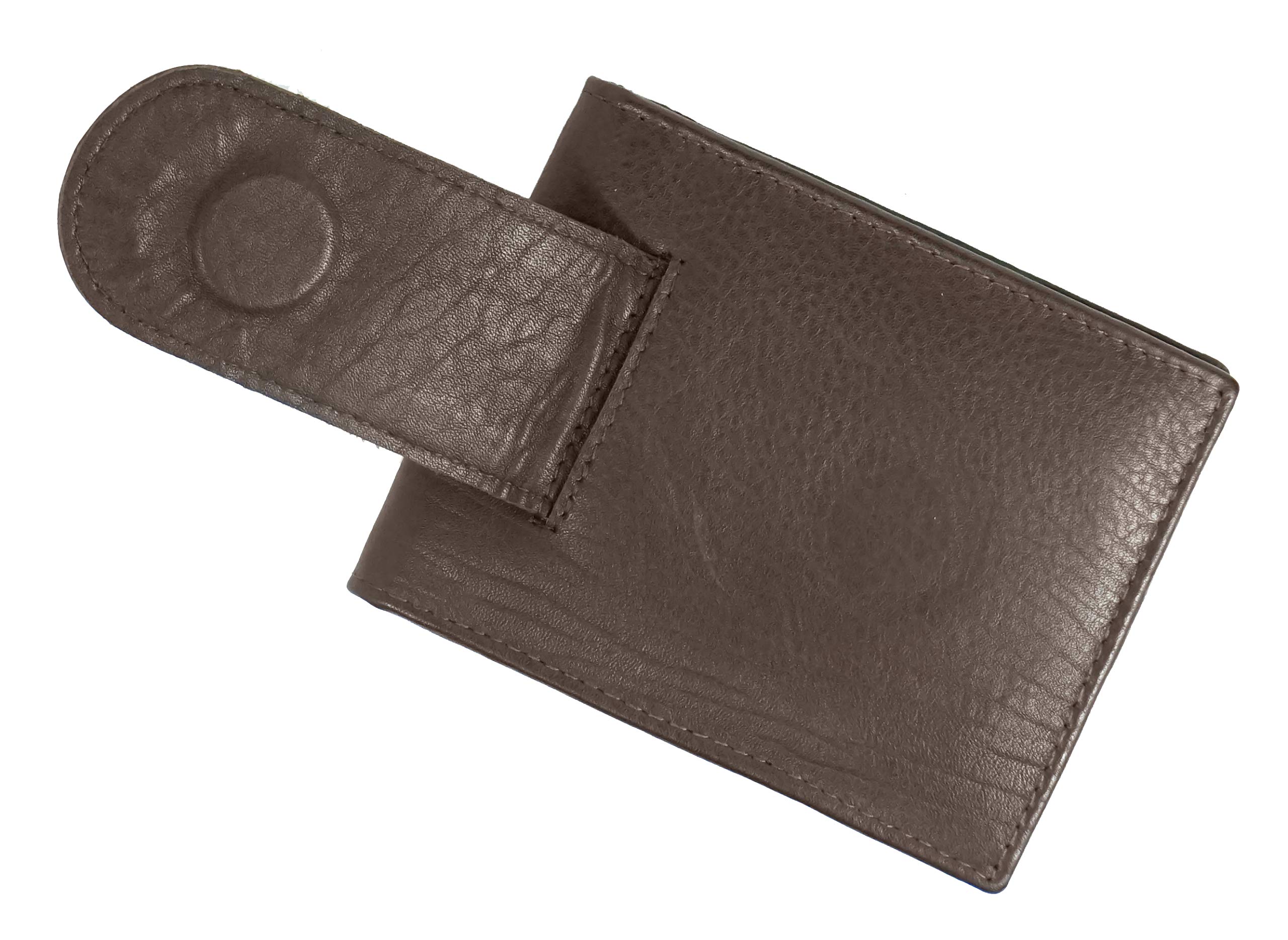 BullzRFID Genuine Leather Credit Card Id Front Pocket Money Clip Mens Wallet Brown