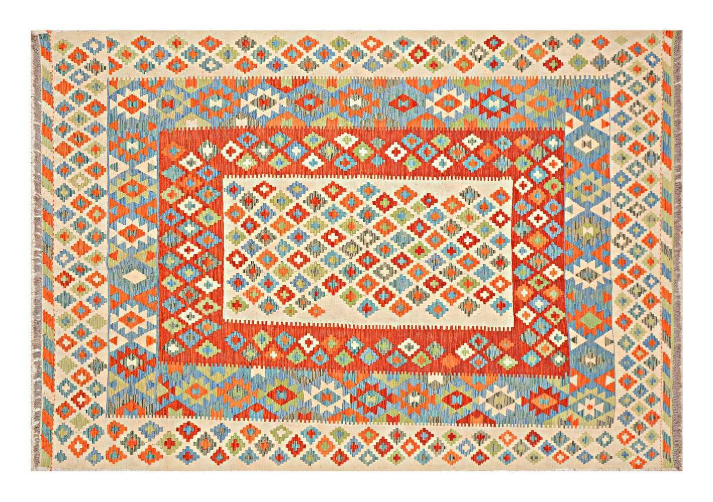 Kelim Maimana tapis multicolore pour un salon bohème chic 200x300
