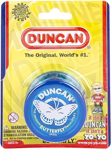 Vista 2 de Duncan Toys Butterfly - Yoyó para principiantes con cuerda, eje de acero y cuerpo de plástico, color azul